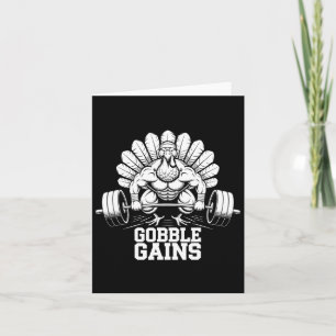 Carte Drôle Thanksgiving Turkey Gains Gym entraînement