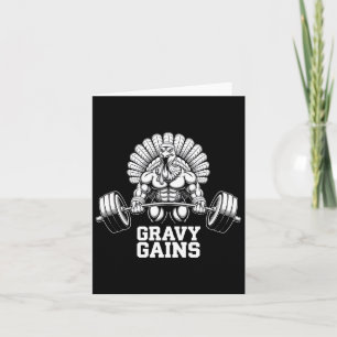 Carte Drôle Thanksgiving Turquie Gravy Gains Motivation 