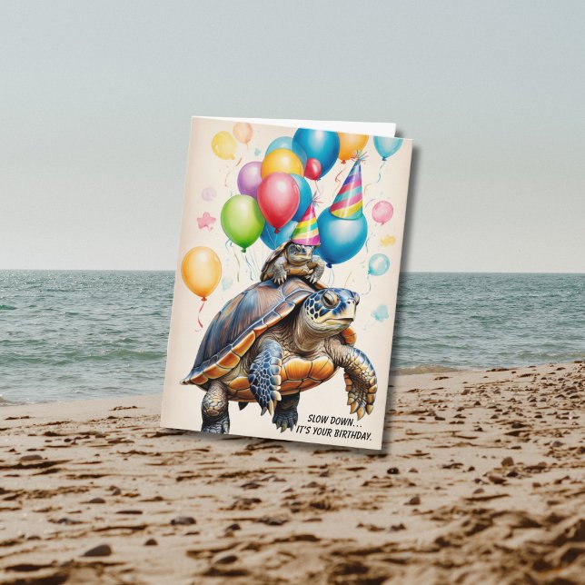 Carte Drôle tortue flottante Anniversaire Surprise" (Créateur téléchargé)