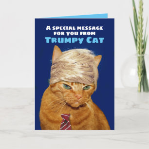 Carte Drôle Trumpy Chat Message d'anniversaire
