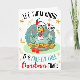 Carte Drôle Turquie amour les végétaliens, Végan Noël