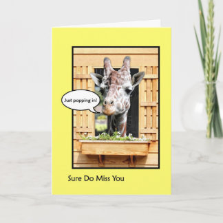 Carte Drôle Vous Manquant, Mignonne Giraffe À Travers La