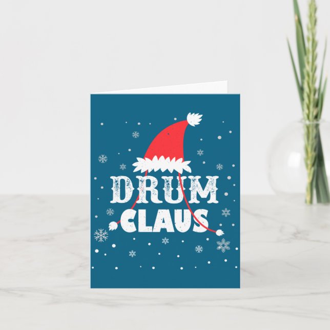 Carte Drum Claus Santa Christmas Drummer Long Sleeve  (Devant)
