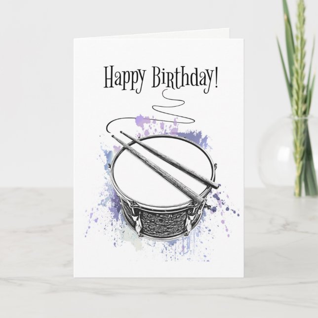 Carte Drum musicien cool Jazz Rock & Roll Anniversaire M (Devant)