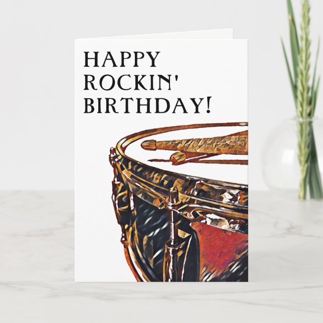 Carte Drumday Anniversaire Snare Drumstick Rock Music C (Devant)