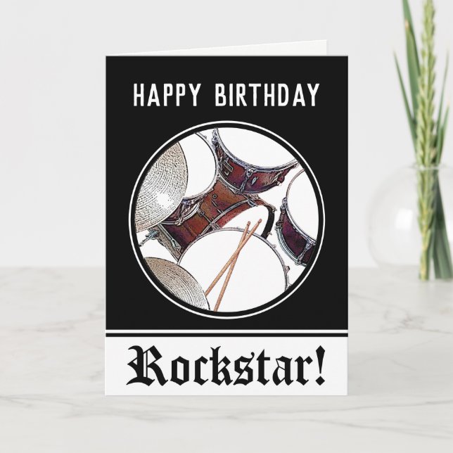 Carte Drummer Birthday Drum Rockstar Musician Drummer C (Devant)