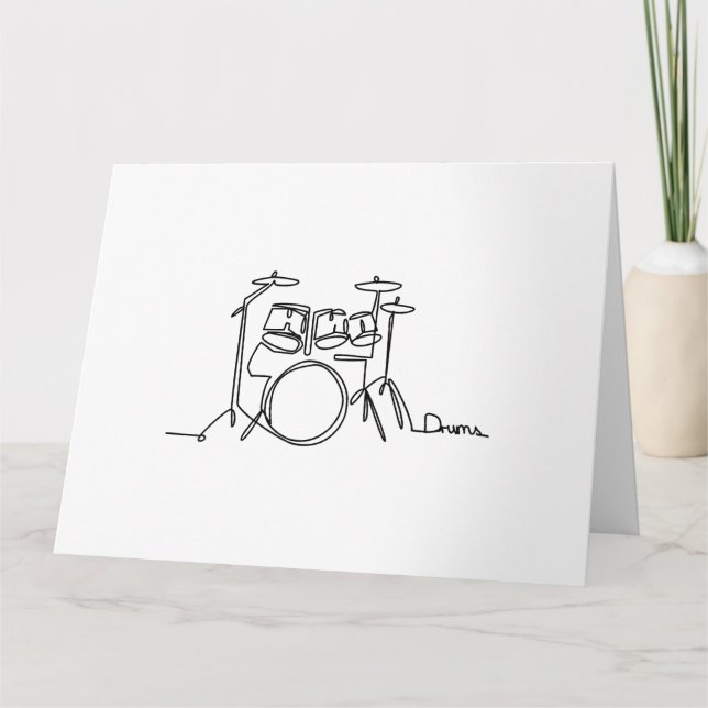 Carte Drummer Music Design Drums One-Line (Devant)