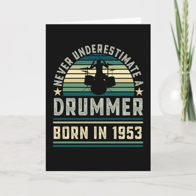 Carte Drummer né 1953 70e anniversaire Drumming Dons (Devant)