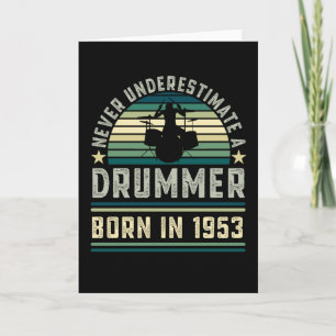 Carte Drummer né 1953 70e anniversaire Drumming Dons
