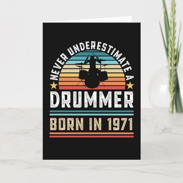 Carte Drummer né 1971 50e anniversaire Drumming Cadeau (Devant)