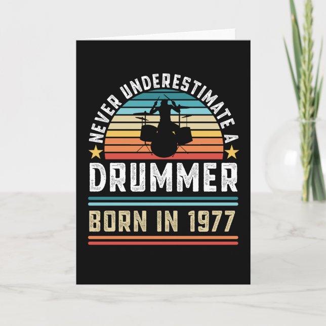Carte Drummer né 1977 50e Anniversaire Drumming Don (Devant)