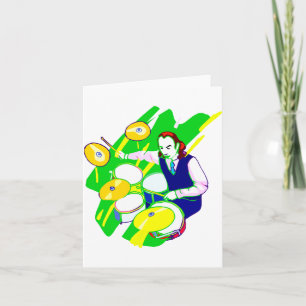 Carte Drummer Portant un gilet Cymbales Jaunes Graphique