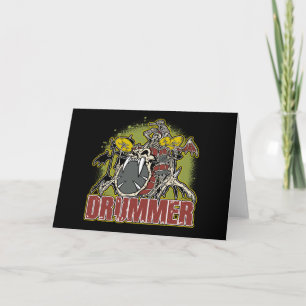 Carte Drummer Rock Skeleton