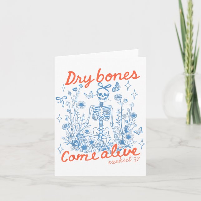 Carte Dry Bones Come Alive Christian Funny Skeleton Hall (Devant)