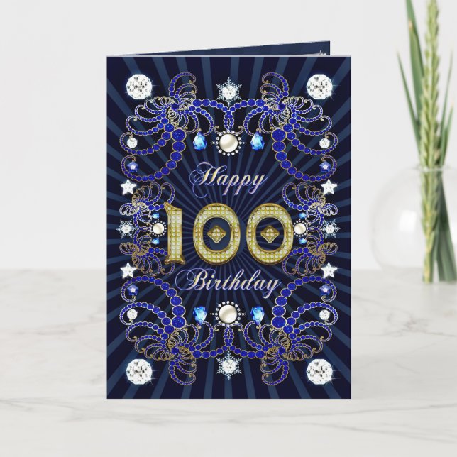 Carte du 100e anniversaire avec des masses de bijo (Devant)