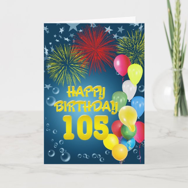 Carte du 105e anniversaire avec feux d'artifice et (Devant)