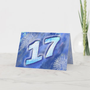 Carte du 17ème anniversaire avec feux d'artifice