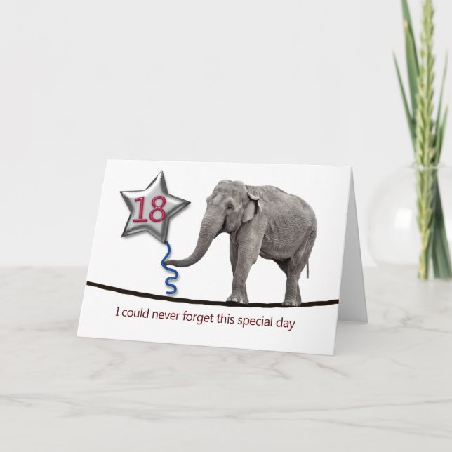 Carte du 18ème anniversaire avec éléphant à corde (Devant)