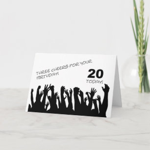Carte du 20e anniversaire avec des foules qui appl