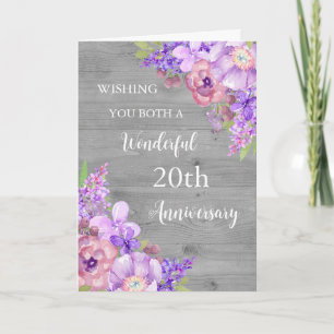 Carte du 20e anniversaire du Mariage de fleurs vio