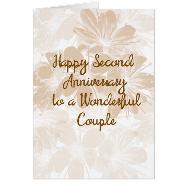 Carte du 2e anniversaire, Fleurs Tan (Devant)