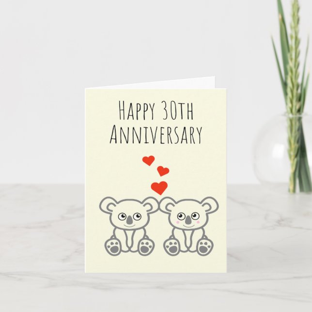 Carte du 30e anniversaire de l'ours de Koala migno (Devant)