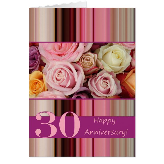 Carte du 30e anniversaire du Mariage - Pastel rose (Devant)
