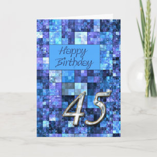 Carte du 45e anniversaire avec carrés abstraits.