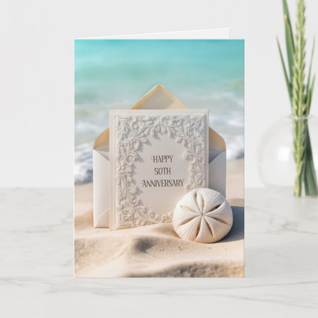Carte du 50e anniversaire du Mariage sur le sable  (Devant)