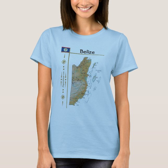 Carte du Belize + Indicateur + Titre T-shirt (Devant)