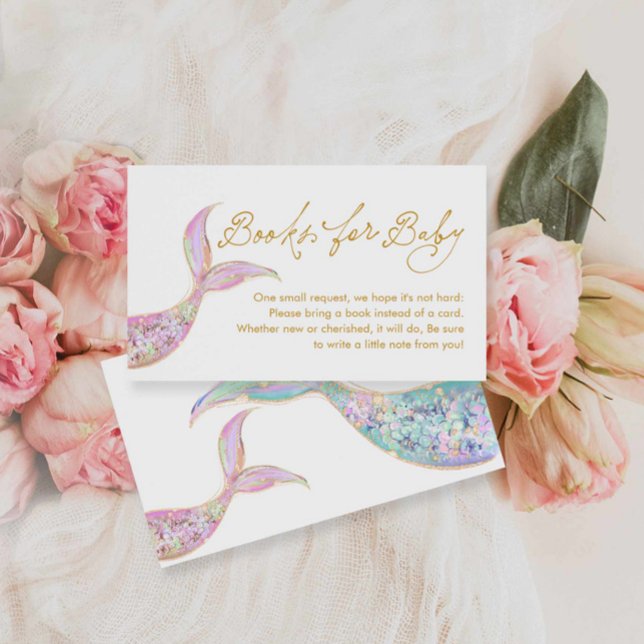 Carte du boîtier de demande de carnet de sirmaid (Mermaid Beach Baby shower Books for Baby Card)