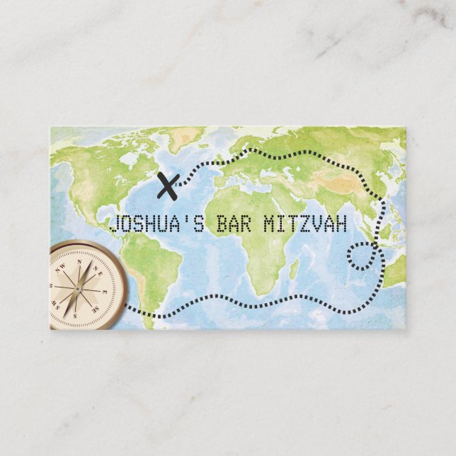Carte du boussole Barre de voyage Bat mitzvah Cart (Devant)