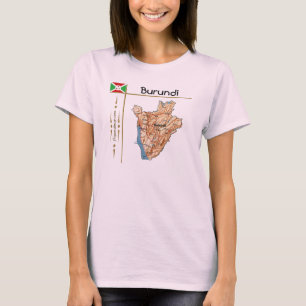 Carte du Burundi + Drapeau + Titre T-shirt