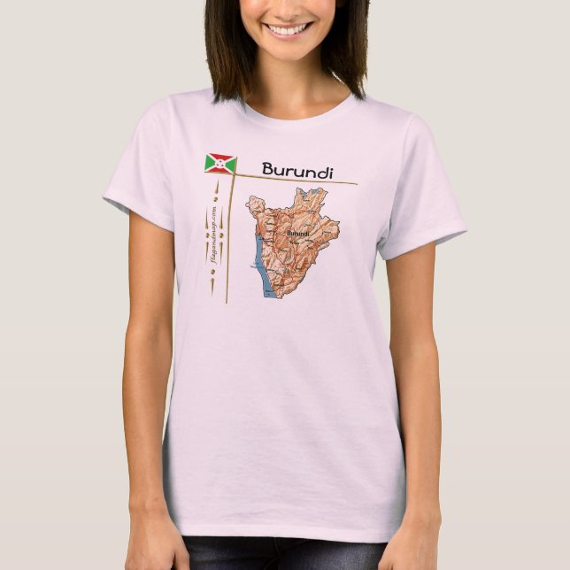 Carte du Burundi + Drapeau + Titre T-shirt (Devant)