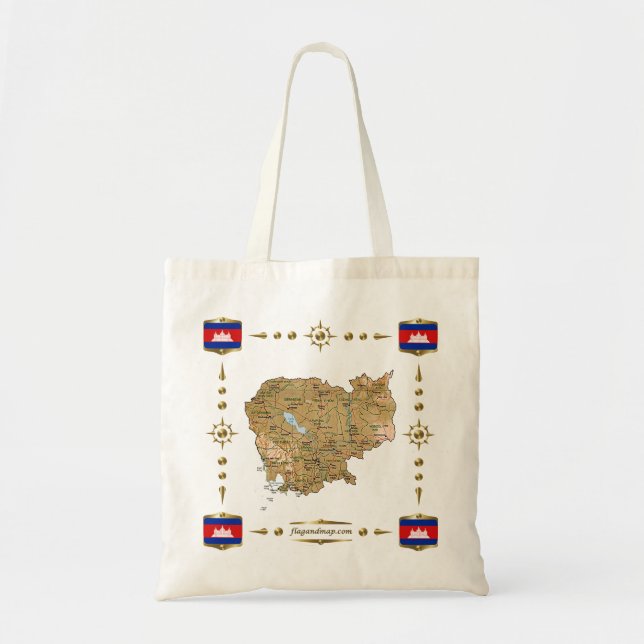 Carte du Cambodge + Sac de drapeaux (Devant)