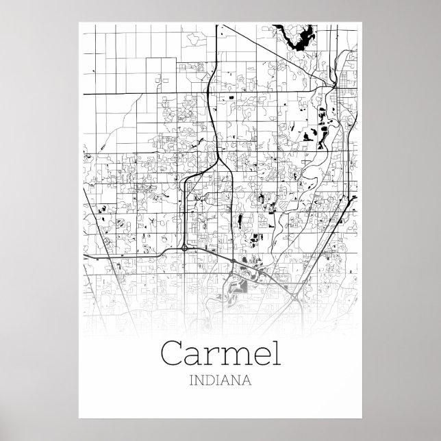 Carte du Carmel - Indiana - Poster de la carte de  (Devant)