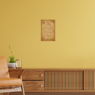 "Carte du coeur" Poster d'art Vintage mural