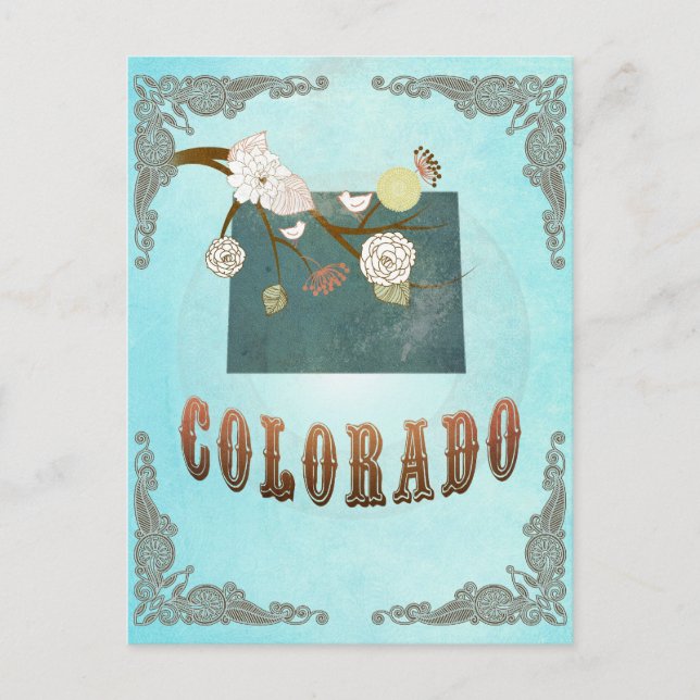Carte Du Colorado Avec De Beaux Oiseaux (Devant)