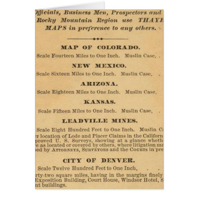 Carte du Colorado de Thayer (Devant)