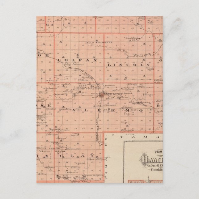 Carte du comté de Grundy, État de l'Iowa (Devant)