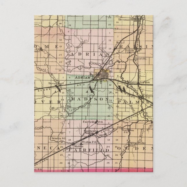 Carte du comté de Lenawee, Michigan (Devant)