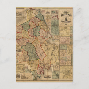 Carte du comté de Plymouth Massachusetts (1857)