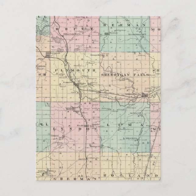 Carte du comté de Sheboygan, État du Wisconsin (Devant)