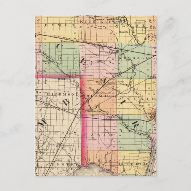 Carte du comté de St Clair, Michigan (Devant)