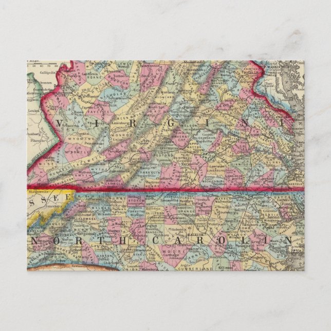 Carte du comté de Virginie et Caroline du Nord (Devant)