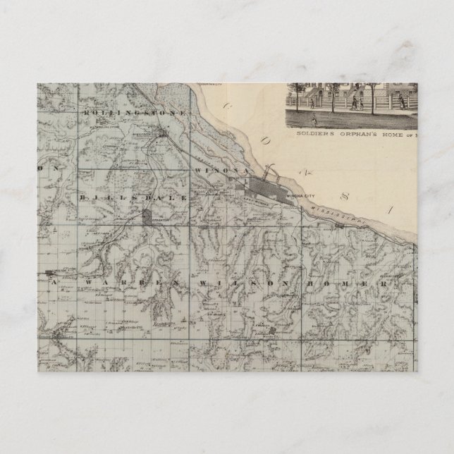 Carte du comté de Winona, Minnesota (Devant)