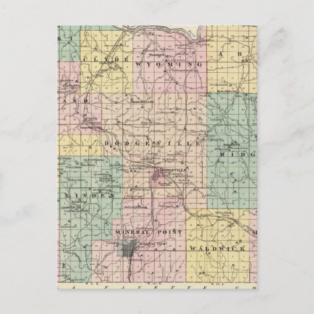 Carte du comté d'Iowa, État du Wisconsin (Devant)
