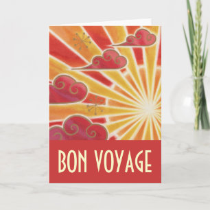 Carte du coucher de soleil "Bon Voyage" rouge