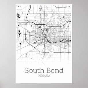 Carte du coude sud - Indiana - Poster de la carte 