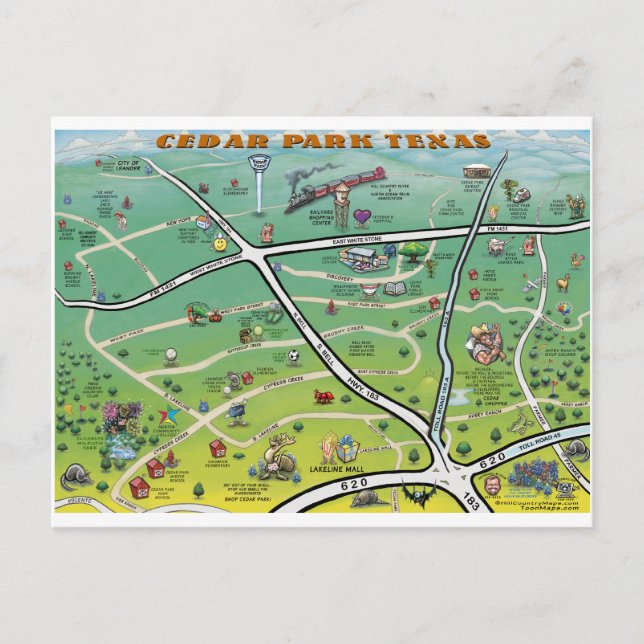 Carte du dessin animé Cedar Park Texas (Devant)